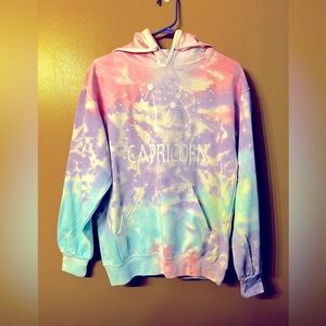 Cotton Candy tie dyed Capricorn hoodie